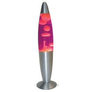 Lava Table Lamp White and Pink with Silver Base - TL108