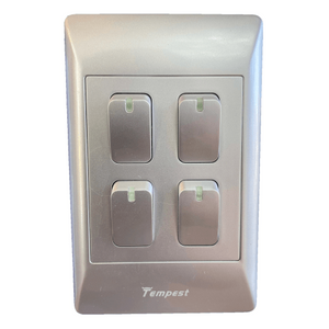 4x2 4 Lever Light Wall Switch Silver TNC-SA-004/S Tempest