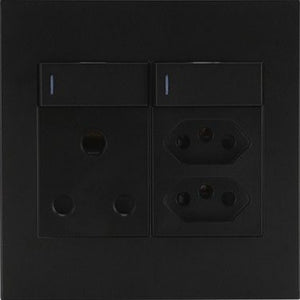 16A 4x4 Single Wall Plug + 2 ZA Plugs Black - RES59