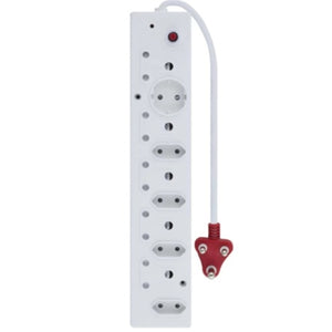 16A 10 Way Multi Plug + Surge Protector White - EM1