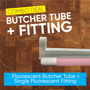 T8 5ft Fluorescent Butcher Tube + Single Fluorescent Fitting