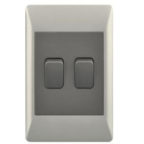 4x2 2 Lever Light Switch Champagne & Charcoal ESW072 Duo Bright Star
