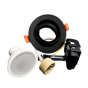 GU10 Downlight Combo 3000k with Downlight holder Black swivel and Ceramic GU10 Holder with earth
