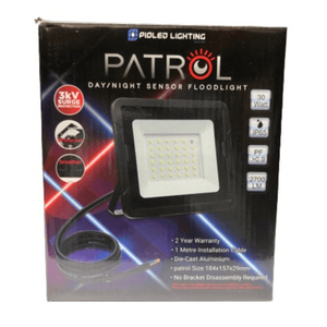 30w Led Flood Light With Day/Night Sensor 6000k Patrol Pioled