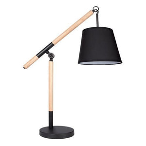 Metal and Wood Table Lamp with Black Fabric Shade TL141