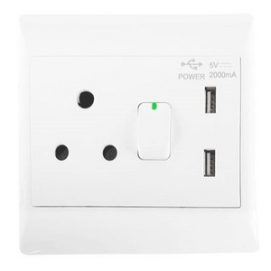 4x4 Single Wall Plug With 2 x Usb White TNC-SA-031 Tempest