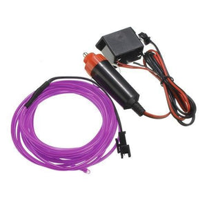 12v EL Wire With Car Lighter Plug Purple Bing light