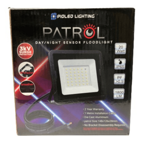 20w Led Flood Light With Day/Night Sensor 6000k Patrol Pioled