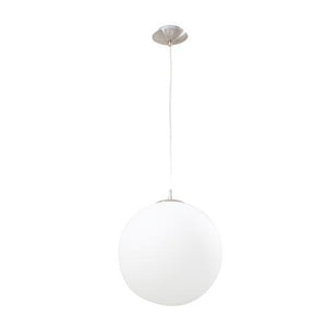 Rondo Glass Pendant Light 300mm Satin Chrome and White P200O