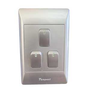 4x2 3 Lever Light Switch Silver TNC-SA-003/S Tempest