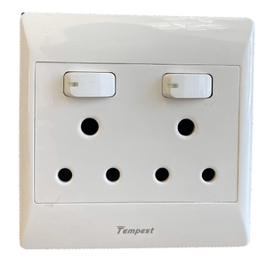 4x4 Double Wall Plug With Switch White TNC-SA-025  Tempest