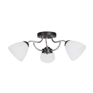 Polished Chrome and Black Metal Chandelier with Frosted Glass CH178/3
