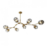 Smoke Chrome Finish and Gold Glass Spider Pendant P9054-1