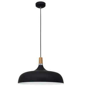 Black Pendant with Wood PEN912 BLACK