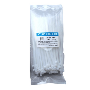 100 Piece White Cable Ties 4x150mm