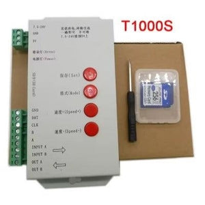 DC7.5/24V,Max 2048 Pixels,Original T-1000S Series Programmable Pixel Module Full Colour Controller with SD Card for Programmable IC LED Lighting