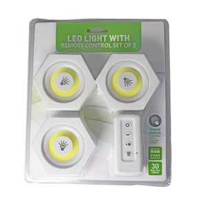 Battery Operated Hexagon Led Cob Light With Remote Set Of 3 FJF-6