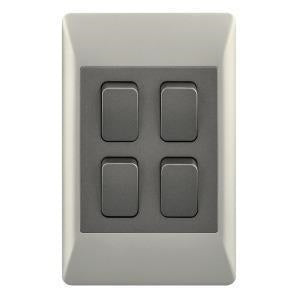 4x2 4 Lever 2 Way Light Switch Champagne & Charcoal ESW074/2 Duo Bright Star