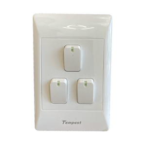 4x2 3 Lever Light Switch White TNC-SA-003 Tempest