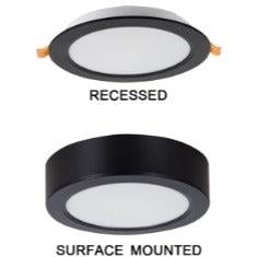 9w LED 2 in 1 Round Surface/Recessed Mount Ceiling Light Matt Black 4000K CF537