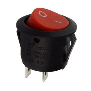 250v 6a Rocker Switch Round Black/Red 2 Pin KCD1-106