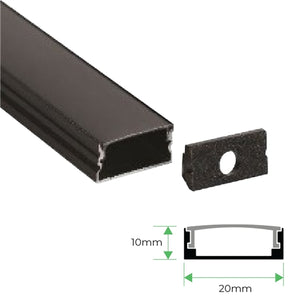 3M Surface Aluminium Channel Black For Led Strip Lights 20X10mm -HVS430