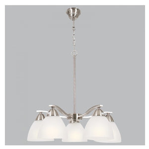 5x 60w Satin Chrome Chandelier with Frosted Glass CH167/5
