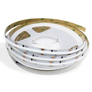 12v 8mm 320 LED COB Strip Light IP20 5m Roll Blue with Milky White Silicone