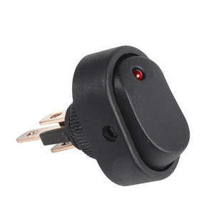 12v Rocker Switch Oval With Red LED Indicator 3 Pin