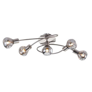 Satin Chrome Ceiling Fitting with Smoke Glass CF468/5 Smoke