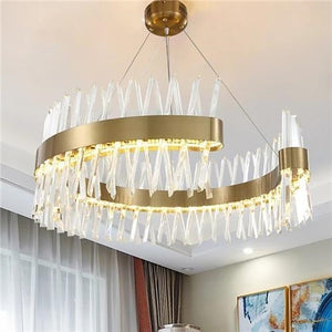 Tri-Colour Crystal Lux C Shaped Chandelier 600mm DRSA7006
