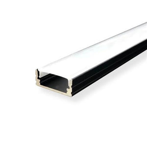 2M Surface Aluminium Channel Black with White Cover Slim27