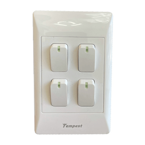 4x2 4 Lever Light Wall Switch White TNC-SA-004 Tempest