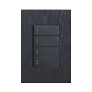 4x2 4 Lever Light Switch Black S6-104/1