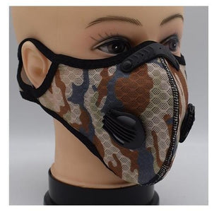Adults Dual Valve Sports Face Mask - Camo brown
