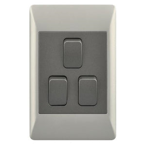 4x2 3 Lever Light Switch Champagne & Charcoal ESW073 Duo Bright Star