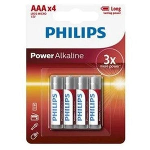PHILIPS POWER ALKALINE AAA BATTERIES 1.5V 4 PACK
