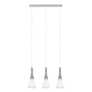 Triple Satin Chrome Pendants with White Glass PEN077/3