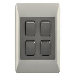 4x2 4 Lever Light Switch Champagne & Charcoal ESW074 Duo Bright Star