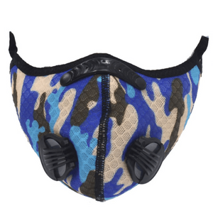 Adults Dual Valve Sports Face Mask - Camo Blue