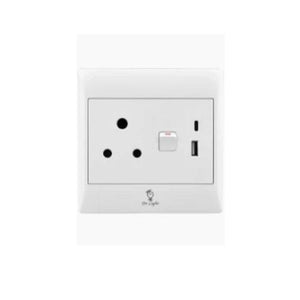 4x4 Single Wall Socket with USB & Type C Slot White- DRSK106