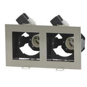 GU10 Fixed Double Downlight Square Fitting - DL082 Satin