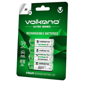 Volkano Extra Series Rechargeable AA Batteries Pack of 4 VK-8102-GN