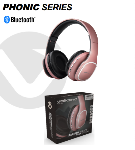 Volkano Phonic Bluetooth Headphones Rose Gold Electro Gadgets